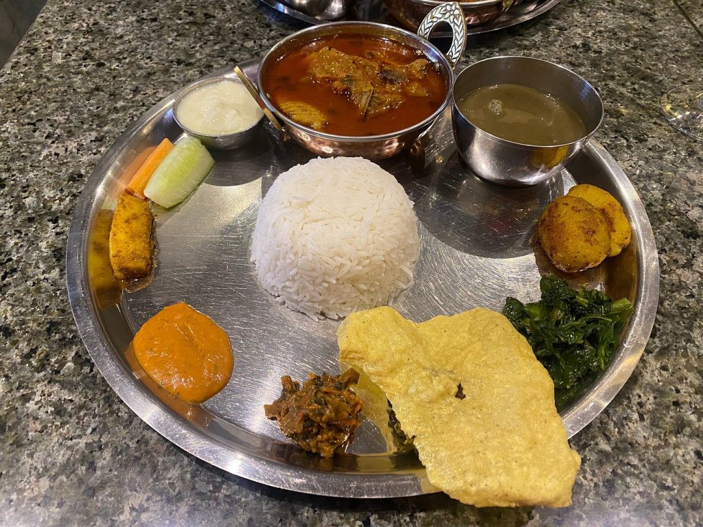 Dal Bhat Masu Set at Thulo Thakali