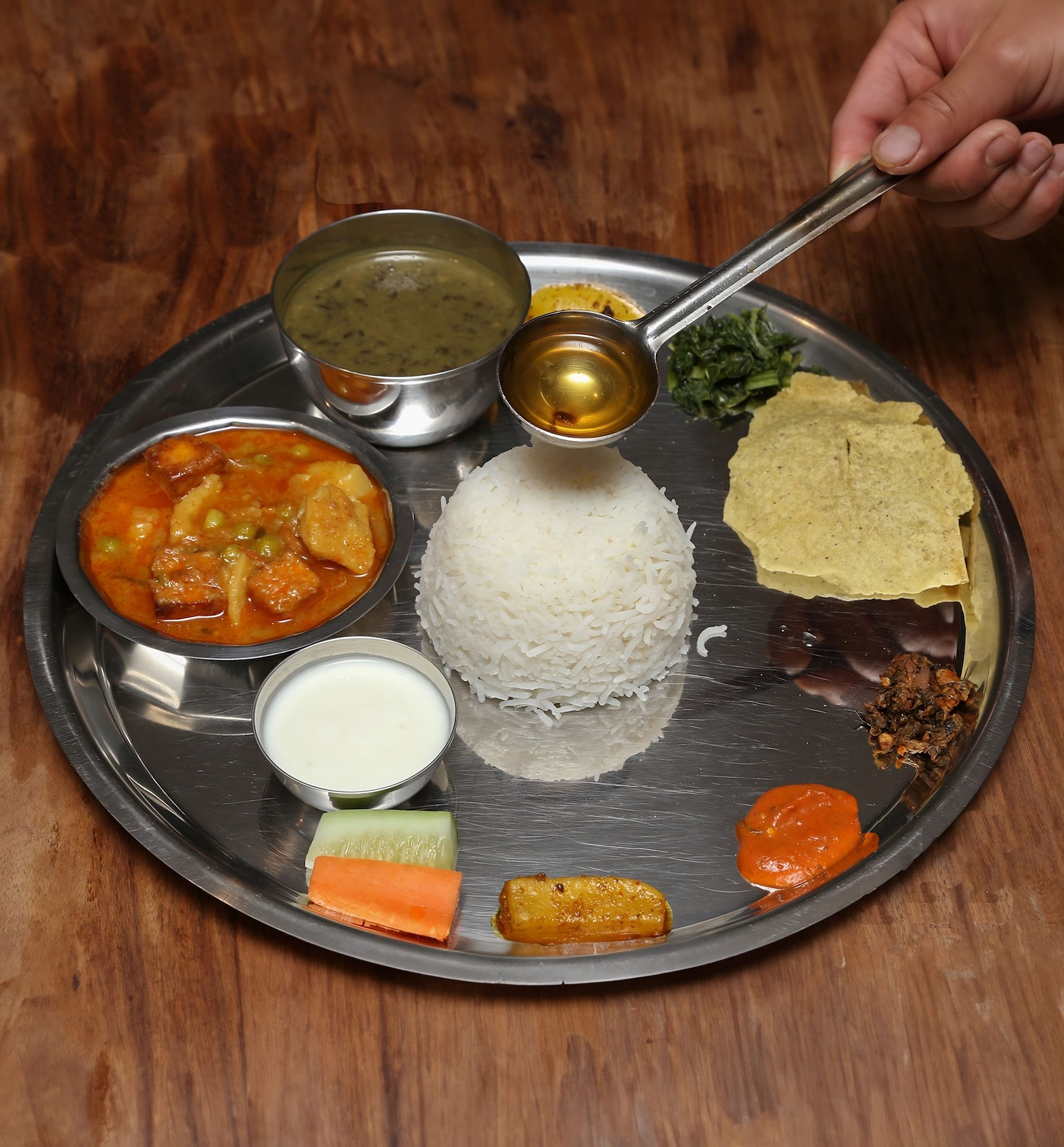 Thakali Khana Set – Authentic Nepali Cuisine at Thulo Thakali Thakali khana near me –icon of authentic Thulo Thakali cuisine in Kathmandu